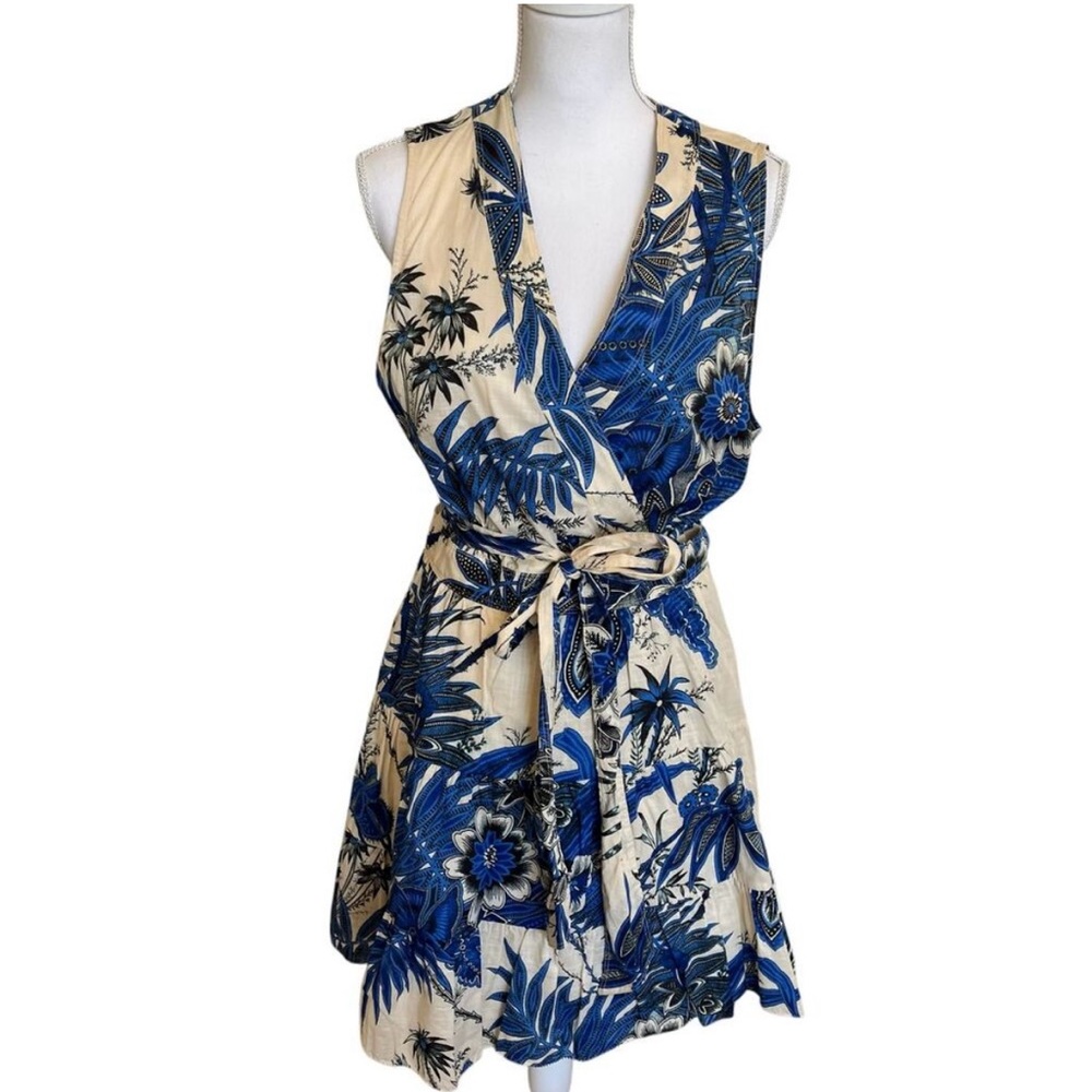 Banana Republic Wrap Dress in Blue and Cream